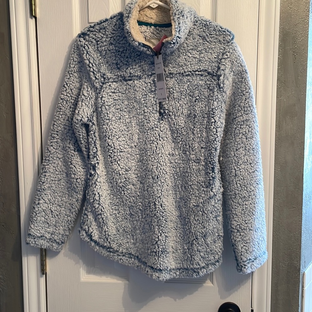 Green Tea Sherpa pullover.